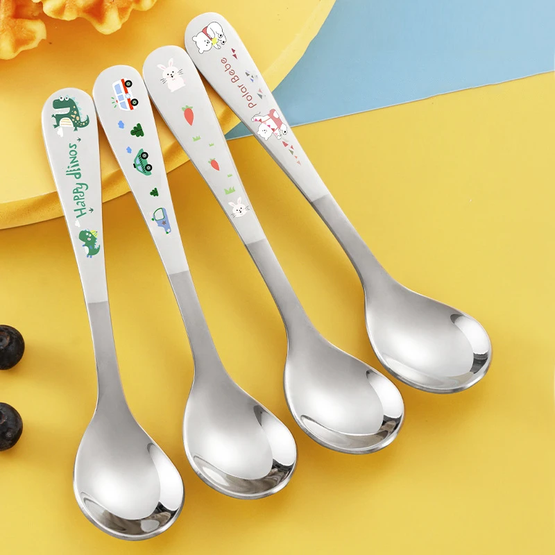 Children's Stainless Steel Spoon Cartoon Car Pot Spoon Soup Bun Home Kitchen Essential Cute Tableware Children's Fork