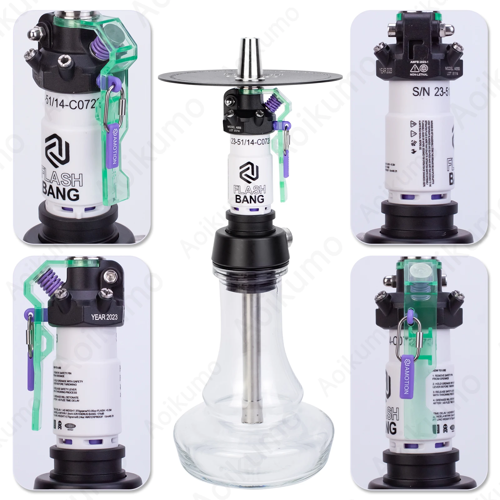 New Amotion Flash Bang Hookah Set Portable Shisha Hookah Narguile