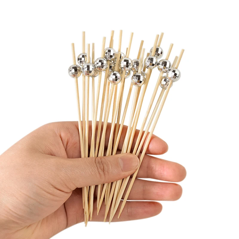 100 stücke Spiegel Disco Ball Lebensmittel Obst Picks Glitter Cocktail Picks Hochzeit Party Einweg Kuchen Dessert Cocktail Sticks Zahnbild – Detail 3