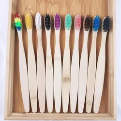Set of 10 Eco - Friendly Soft Bamboo Toothbrushes (10PCS (mixed color))