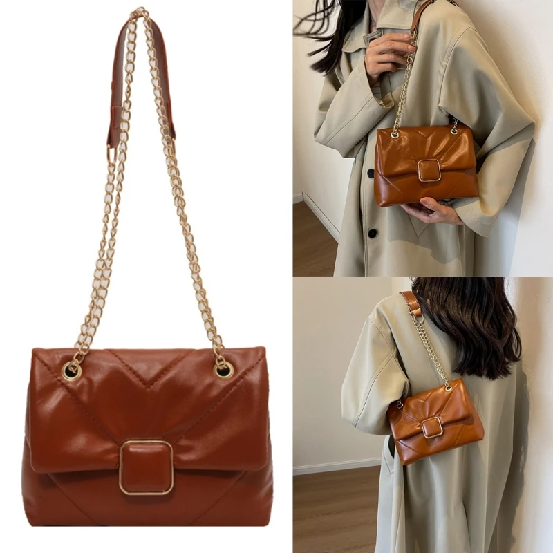

Fashionable Girls Bag Soft Shoulder Bag with Chain Square Pocuh for Commuting