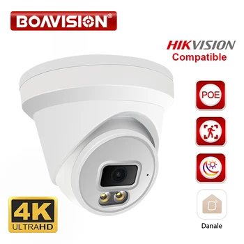 4K 8MP 5MP POE 오디오 메탈 케이스, 2.8MM 렌즈 돔 총알 풀 컬러 야간 투시경 야외 H.265 + 보안 감시 IP 카메라