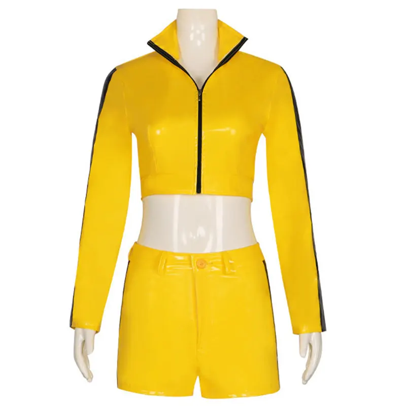 

Halloween Bill Cosplay Costume Adult Women Beatrix Kiddo Yellow Sexy Shirt Skirt Suits Carnival Party Cosplay Costume