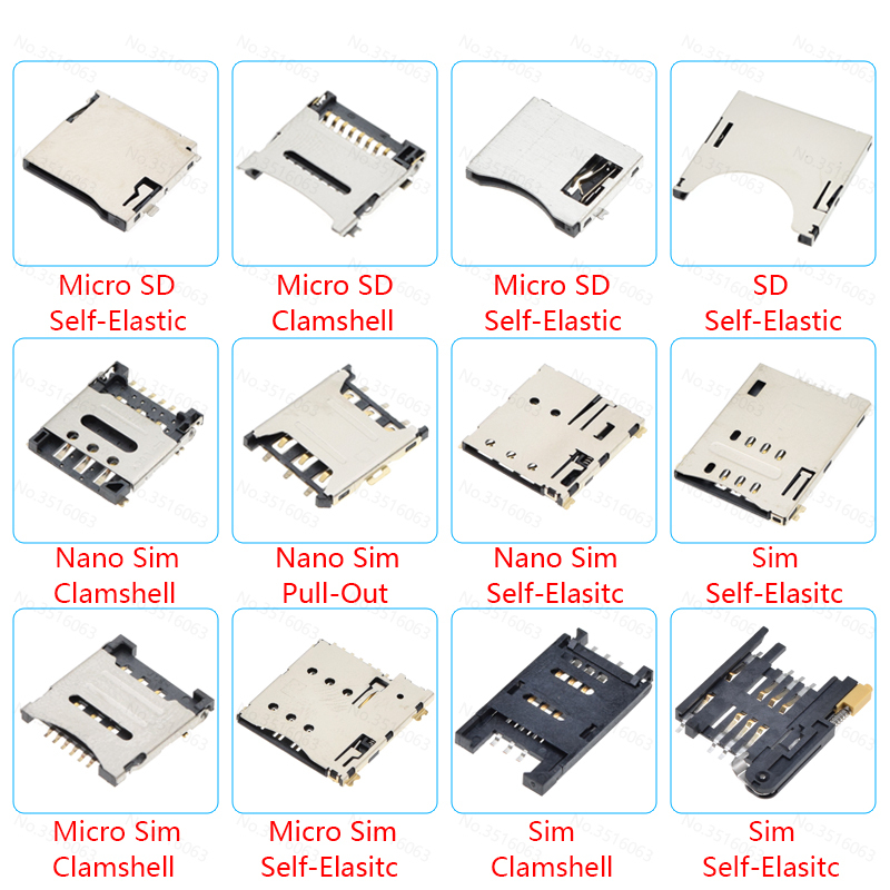 2/5/10Pcs Mini/Micro/Nano SD/Sim Card Holder 6/7/8/9/10Pin Sim Slot Socket Connector Push/Self-Elastic/Pop-Up/Clamshell/Pull-Out