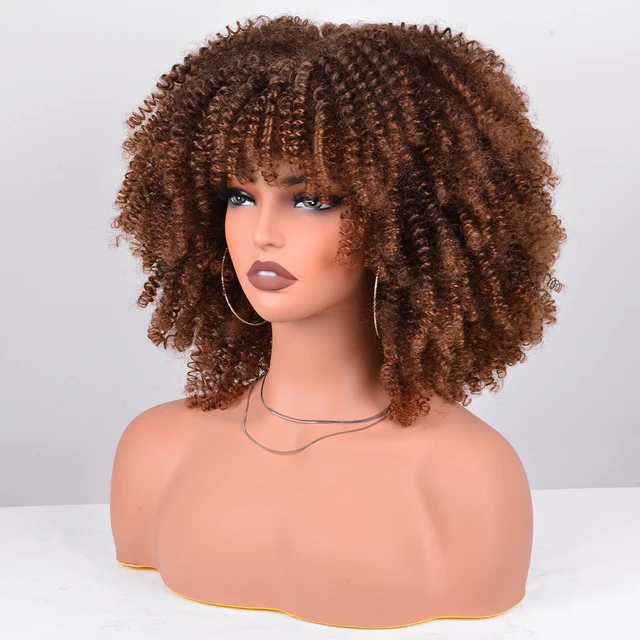 Colour Contrast Synthetic Curly Wigs With Bangs 45