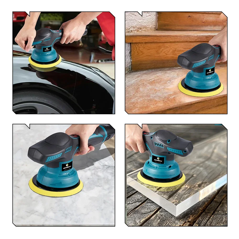 NEWBENY 12V Electric Car Polisher 150mm Cordless 8 Gears Speeds Adjustment Car Home Cleaning Waxing Sanding Beauty Power Tool