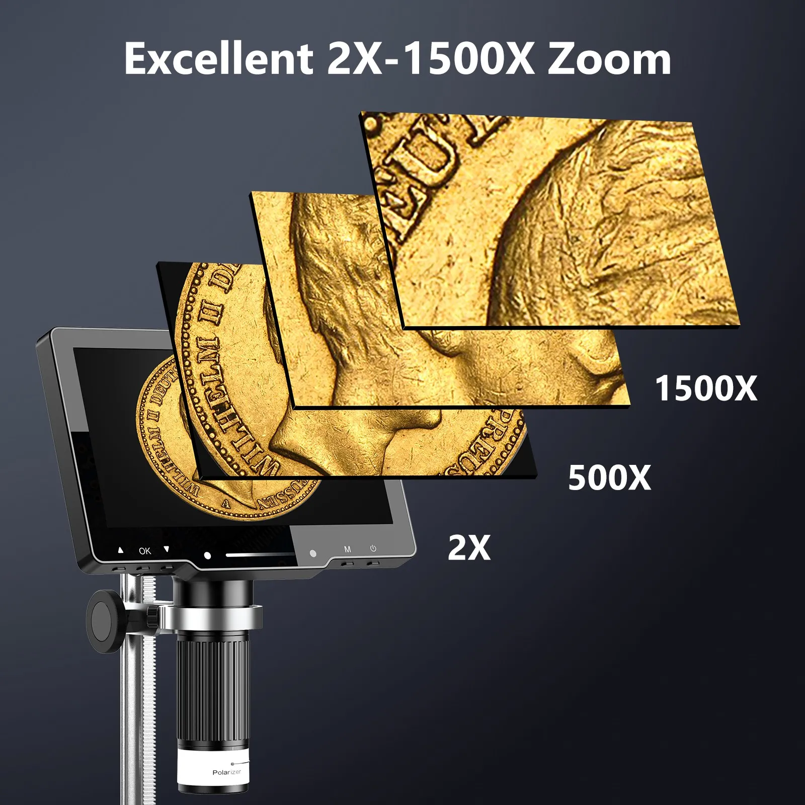 4K Digita Microscope with 7inch IPS Screen 48MP HD HDMI Microscope 1500X Solderi