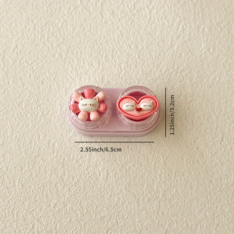 Cartoon Cat Contact Lens Case Portable Mini Drawer Plastic Travel Daily Storage for Women Girls