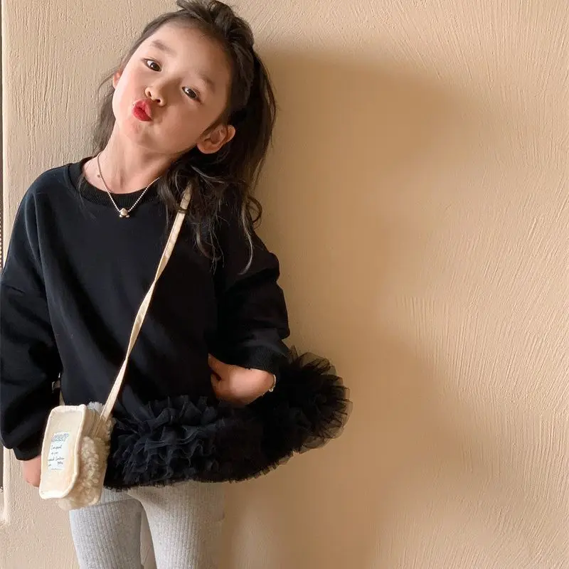 

Girls' Black Sweater 2023 Autumn New Top