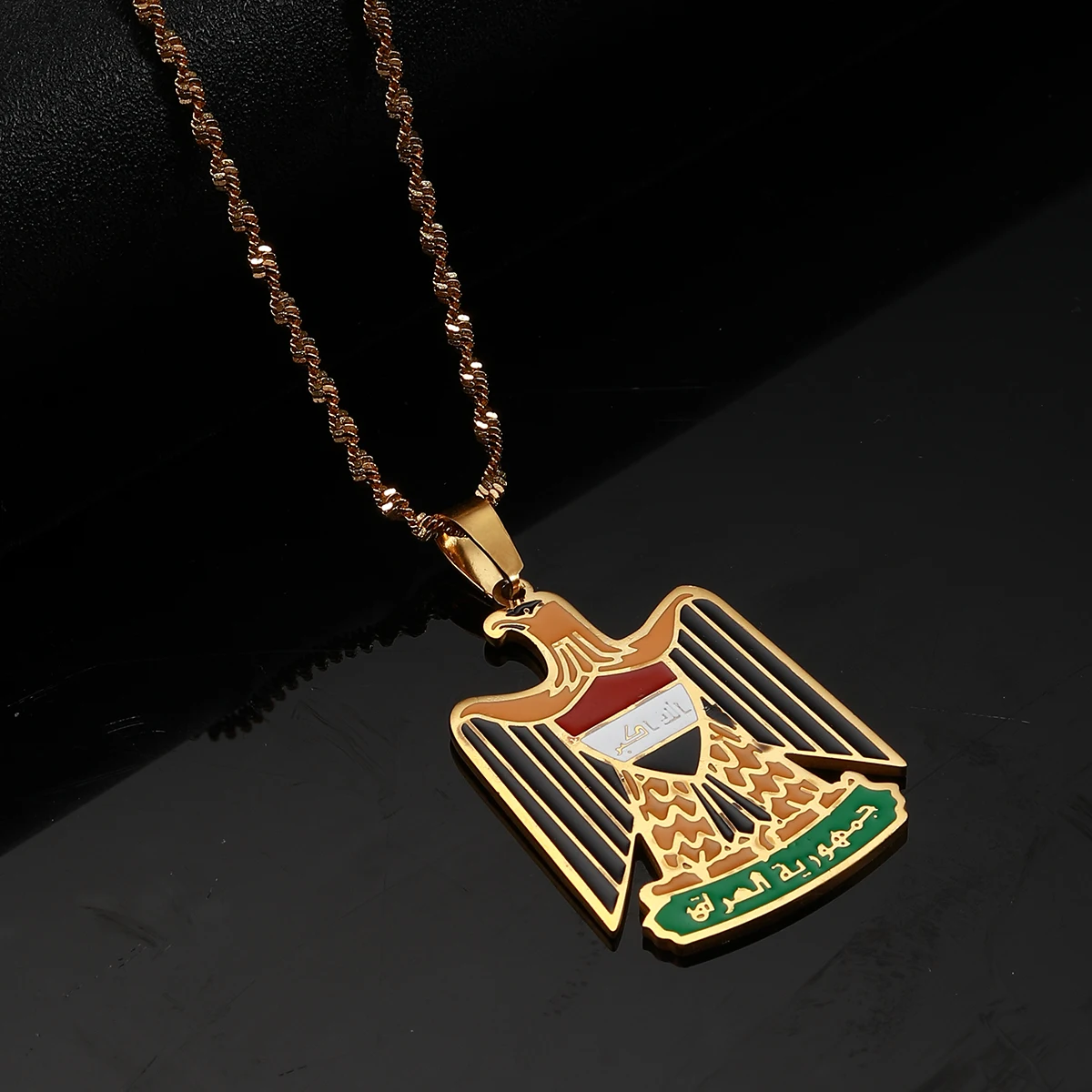 Stainless Steel Republic Of Iraq Pendant Necklaces Jewelry Charms Iraqi Chain Necklace 4