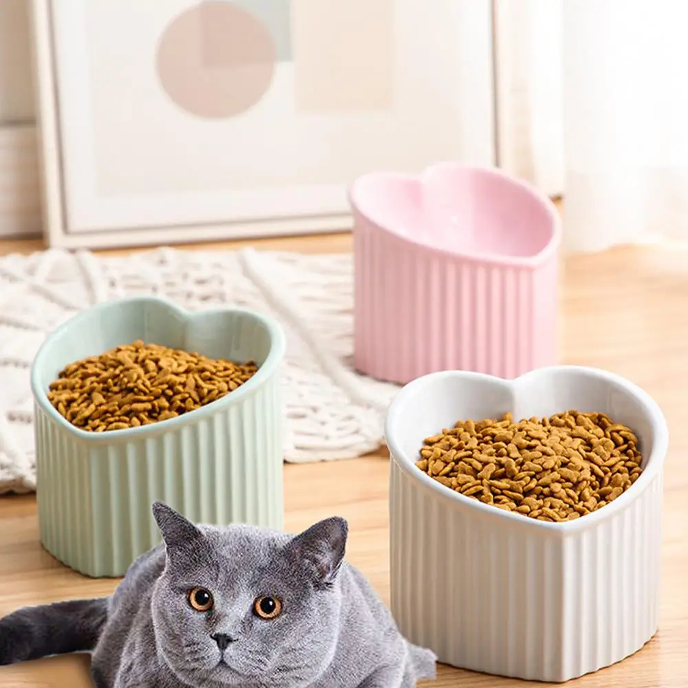 

5.5 Inch Raised Cat Ceramic Bowl Anti Vomiting Stress Free Microwave Dishwasher Safe Elevated Cat Food Dish (14 x 14 x 12cm)