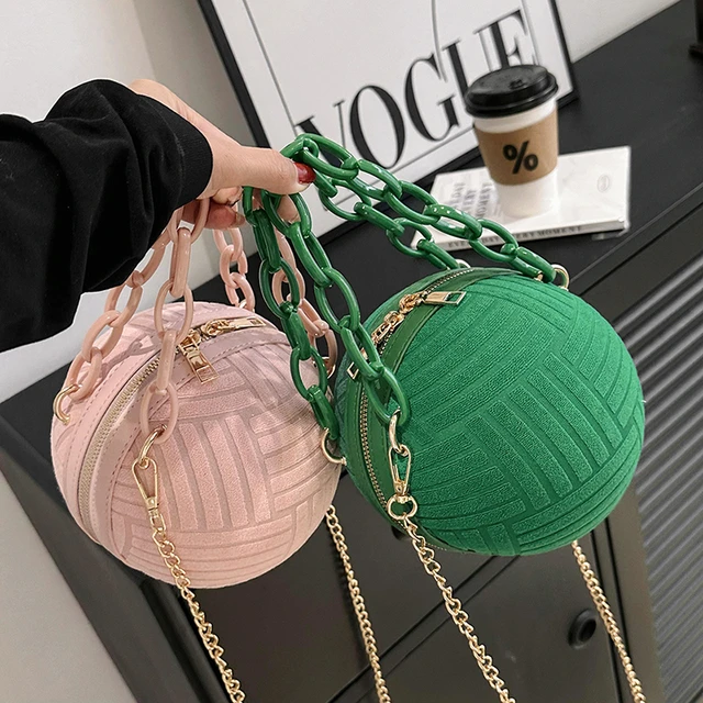 Trendy faux leather round clutch luxury circle crossbody bags