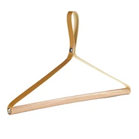 HOT Wooden Folding Coat Hangers Soft Leather Rope Beech Hanger Suitable for Kids and Adult Clothing 1