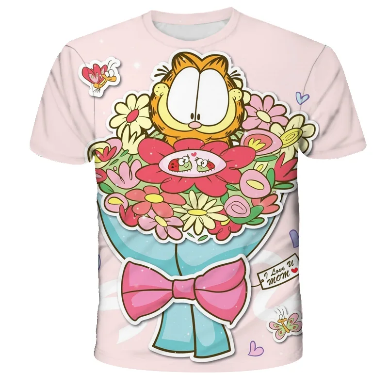 New Children Clothing Cartoon-Garfield T-Shirt 2022 Summer Breathable Camiseta Baby Kids Cool 3D Short Sleeved Fashion cute Tops christian t shirts