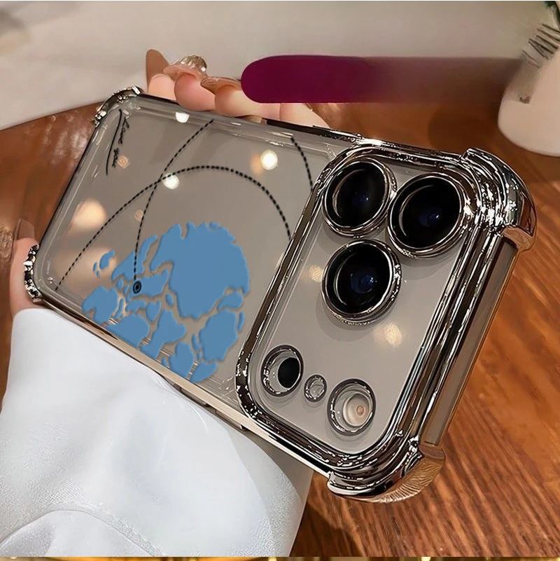 Love Heart Airplane Route Shockproof Transparent Case