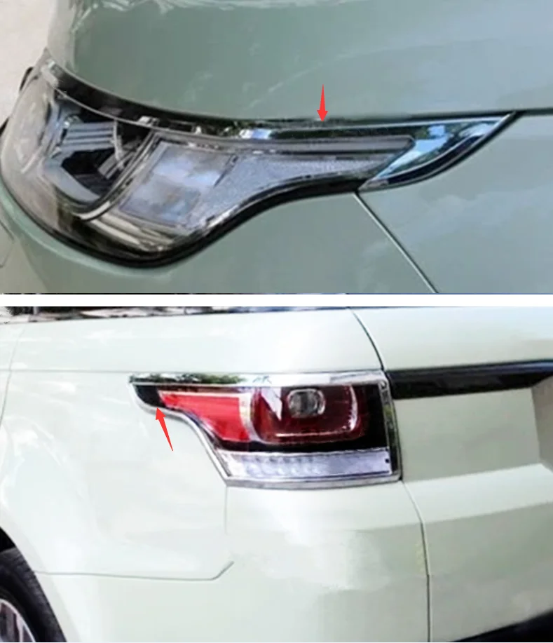 For Land Rover Range Rover Sport 2014-2017 Chrome Front Rear Headlight Tail Light Lamp Cover Trim Frame ABS decorative stickers 1