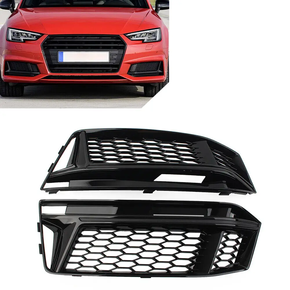 Audi 車 フロントバンパー ローフォグライト ハニカムレーシンググリル カバートリム 8w0807682f auti a4 s4 b9 2016 2017 2018 2個