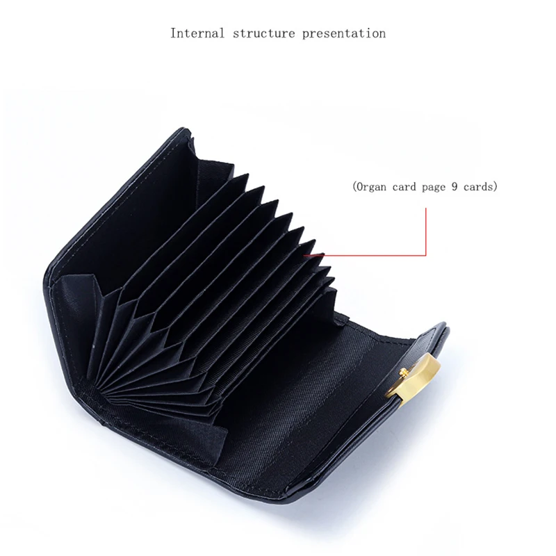 9 Card Slots Credit Card Holder Diamond Lattice Leather Small Card Case for Women Short Accordion Wallet with Snap Coin Purses