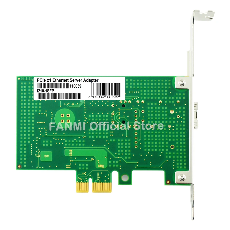 I210-F1 1000M SFP 단일 포트 광섬유 랜 카드, PCIe X1, 인텔 I210AS 칩 I210-1SFP 포함