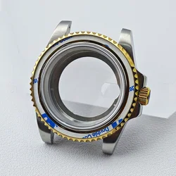 Elegant Sapphire Glass GMT Watch Case with Bidirectional Rotation for One way (5 silvery gold)