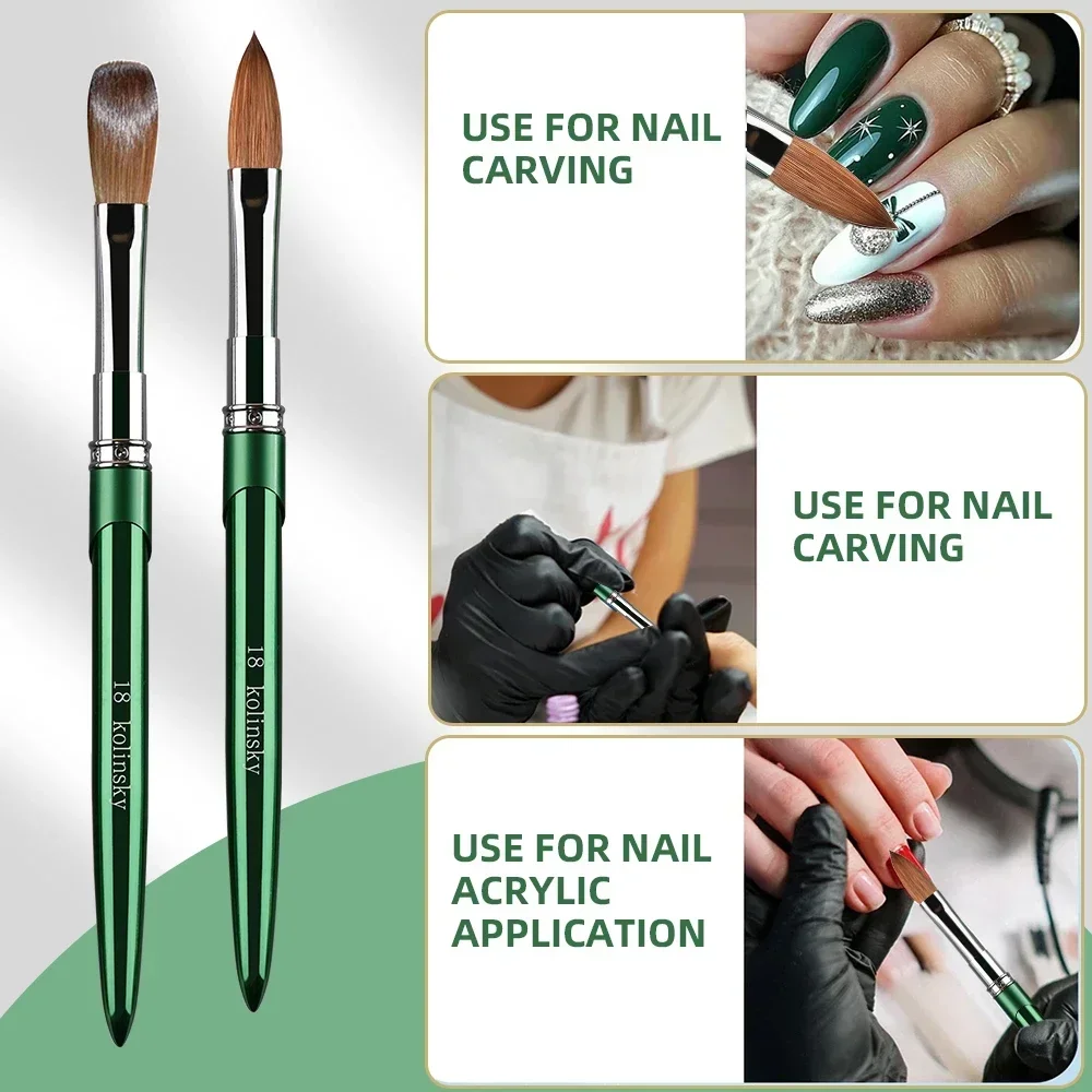 Nail brushes Kolinsky acrylic metal brush for acrylic nails sizes 2-18