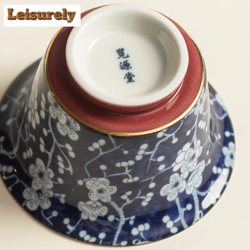 120ml Plum Blossom Hovering Gaiwan Ancient Tea Tureen Tea Bowl With Lid Kit Tea Maker Cover Bowl Cha Decoration With 65ml Teacup