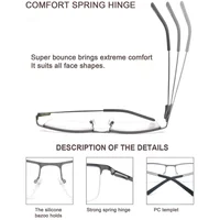 Lunettes de lecture à lumière bleue pour hommes, lecteurs d'ordinateur, monture métallique Anti-éblouissement avec charnière à ressort, Protection UV400, soulagement de la fatigue oculaire 5