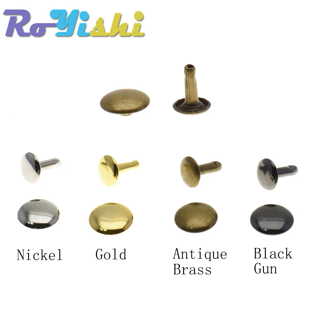 6 Set of Leather Rivets Rivets for Leather Craft Repairing Decoration -  Brass, 15mm 