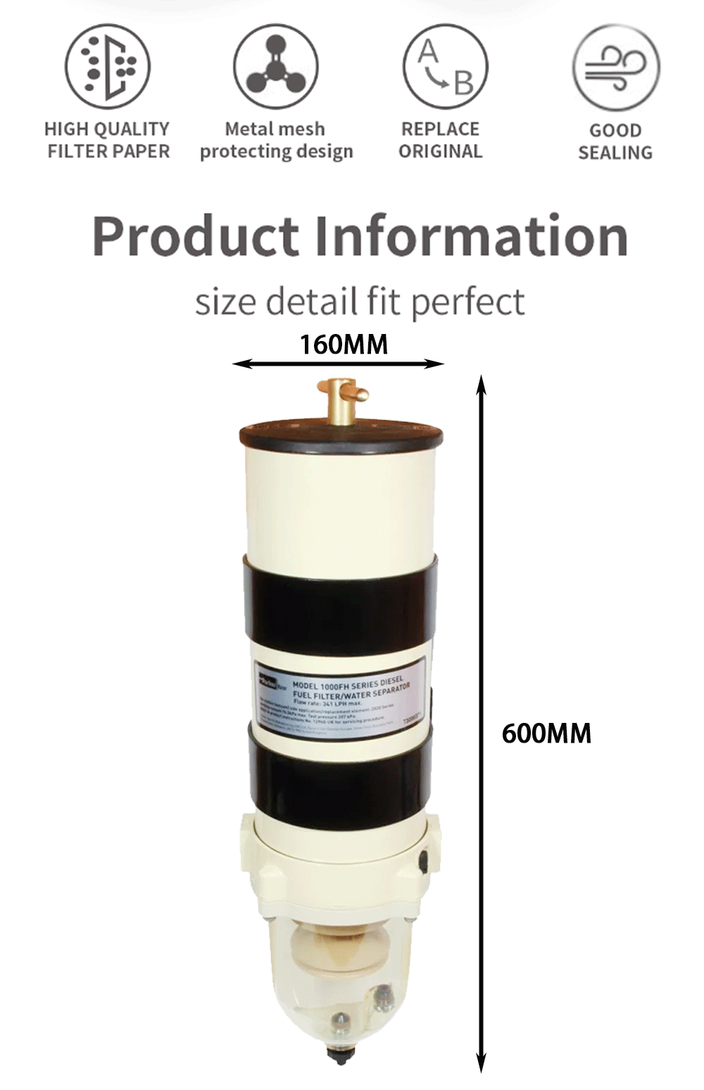 高品質ディーゼルエンジン燃料水分離器 Racor パーカー 1000FG