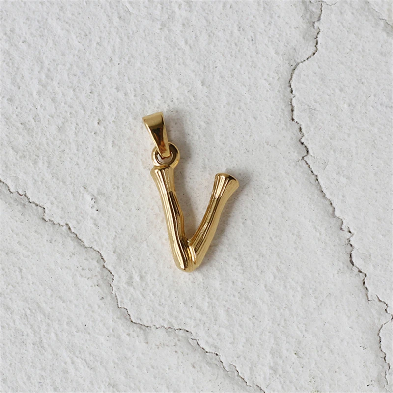 V initial charm necklace
