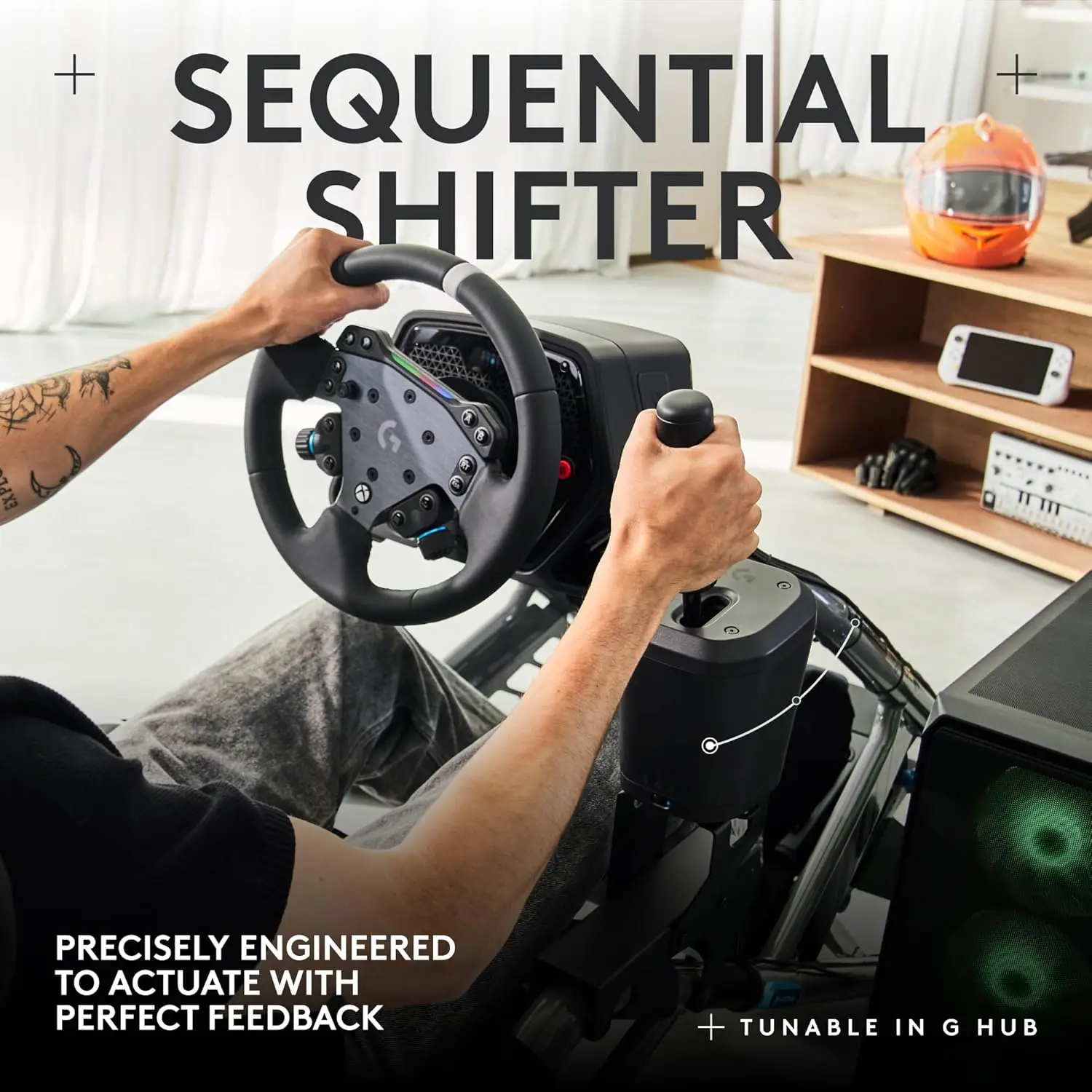 NEW-G RS Shifter & Handbrake with easy mode switching, height-adjustable handle, & included table clamp