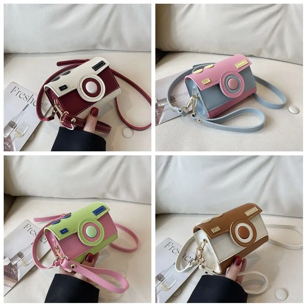 

Cute Crossbody Bag New Contrasting Colors Mini Shoulder Bag PU Leather Coin Purse Girls