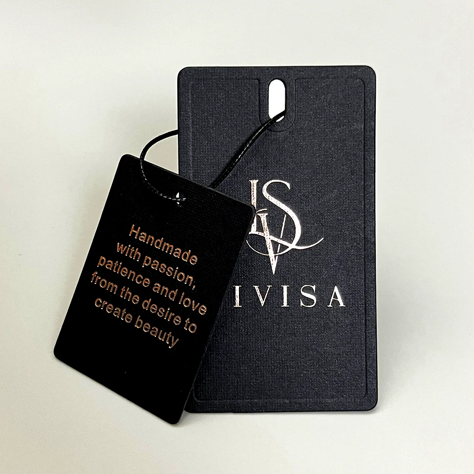 Black Paper Specialty Paper Debossed Bronzing Rose Gold Pattern New Clothing Hangtag