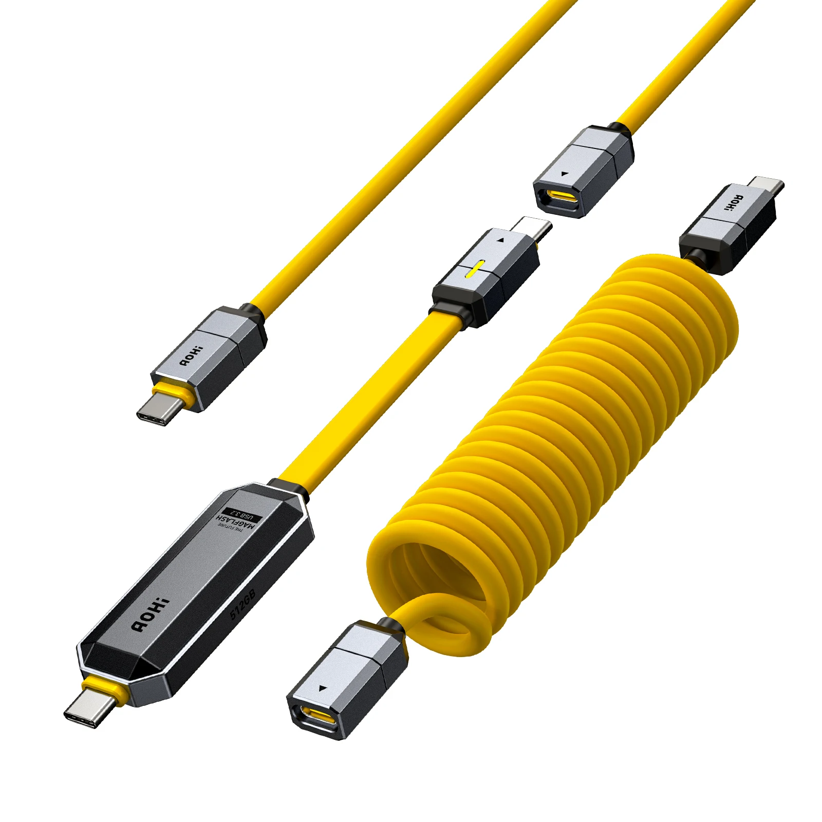 AOHI 퓨처 매그플래시 2-in-1 충전 및 데이터 저장 케이블 세트 고속 충전 USB 3.2 Gen2 타입 C SSD USB 드라이브