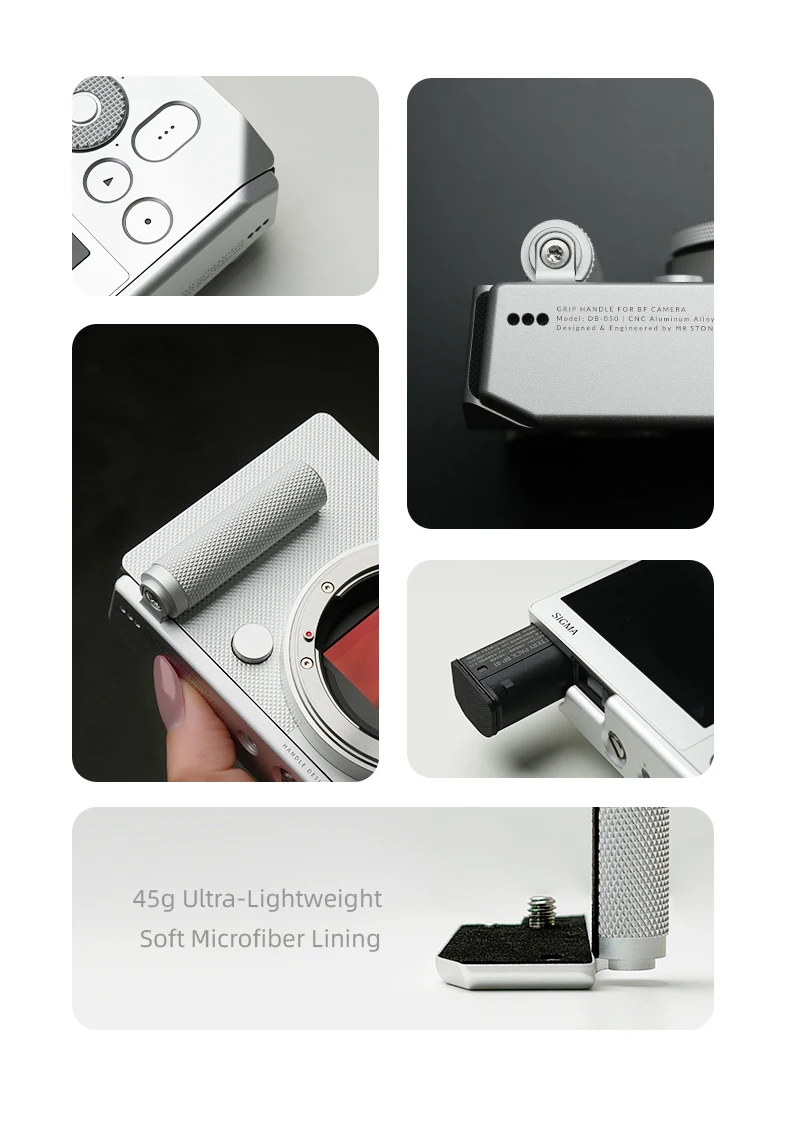 MRSTONE Metall-Handgriff L-förmiger Griff für Sigma BF Kamera Daumengriff mit Schnellwechselplatten-Design Silberner Handgriff – Detail 4