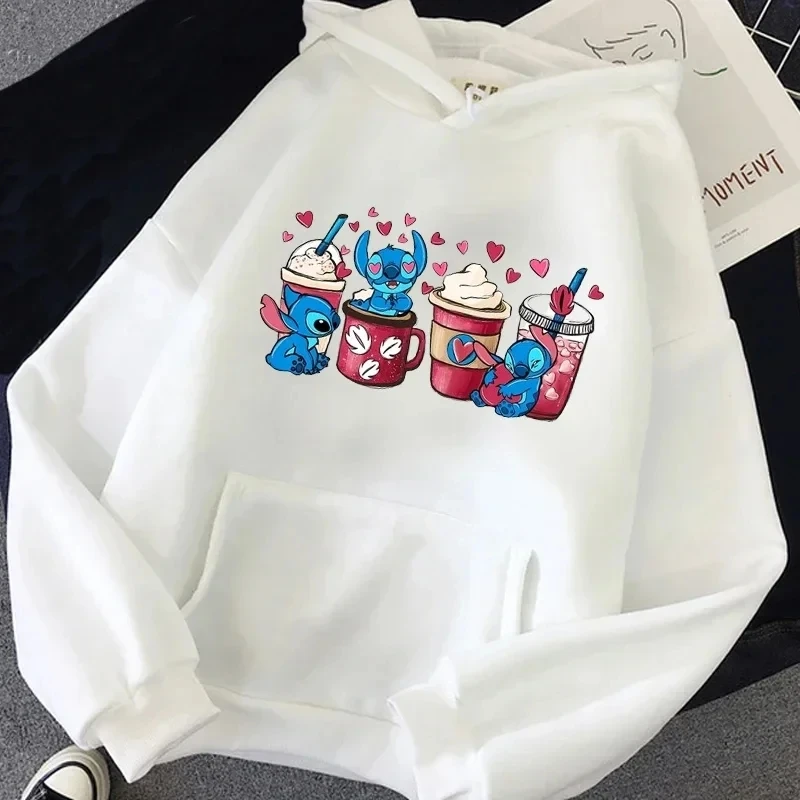 

Disney Cartoon Hoodies Stitch Mickey Minnie Group Graphic Sweatshirt Autumn O-Neck Women Casual Streetwear Pullover Tops