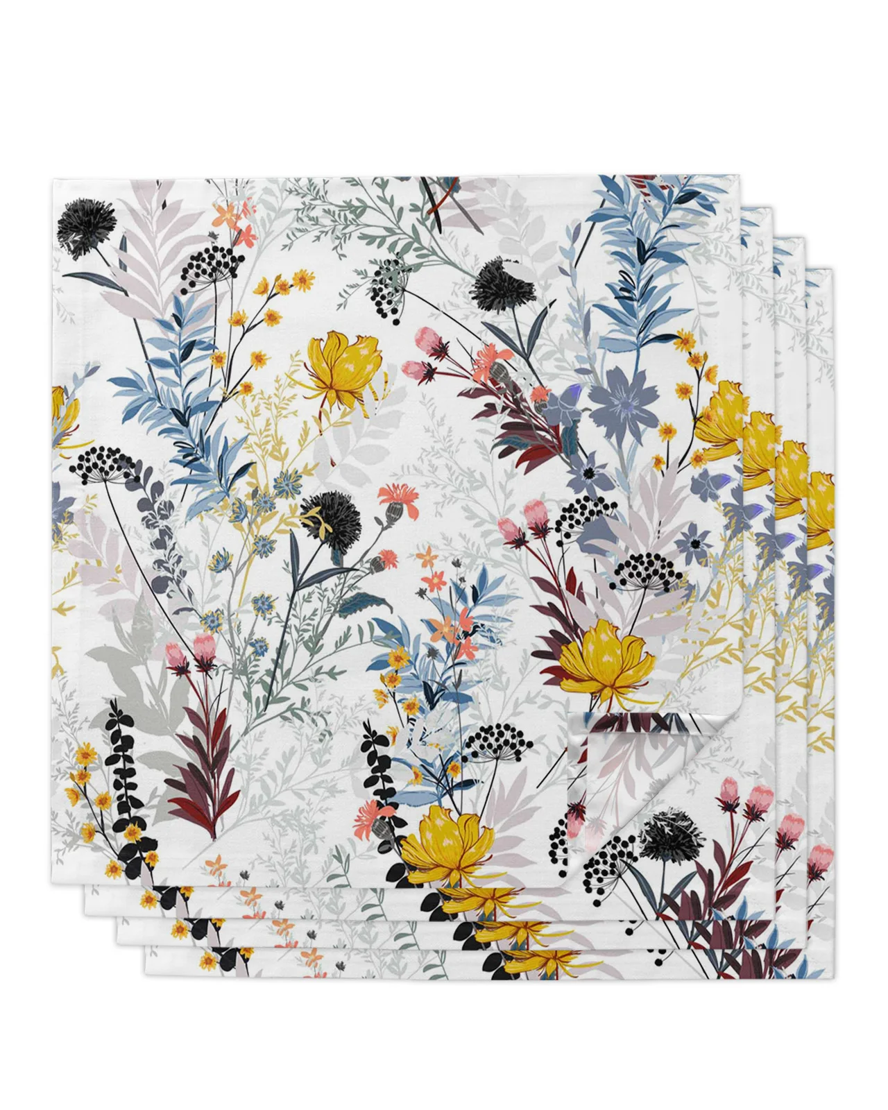 

4pcs Flower Dandelion Leaves Square 50cm Table Napkin Party Wedding Decoration Table Cloth Kitchen Dinner Serving Napkins