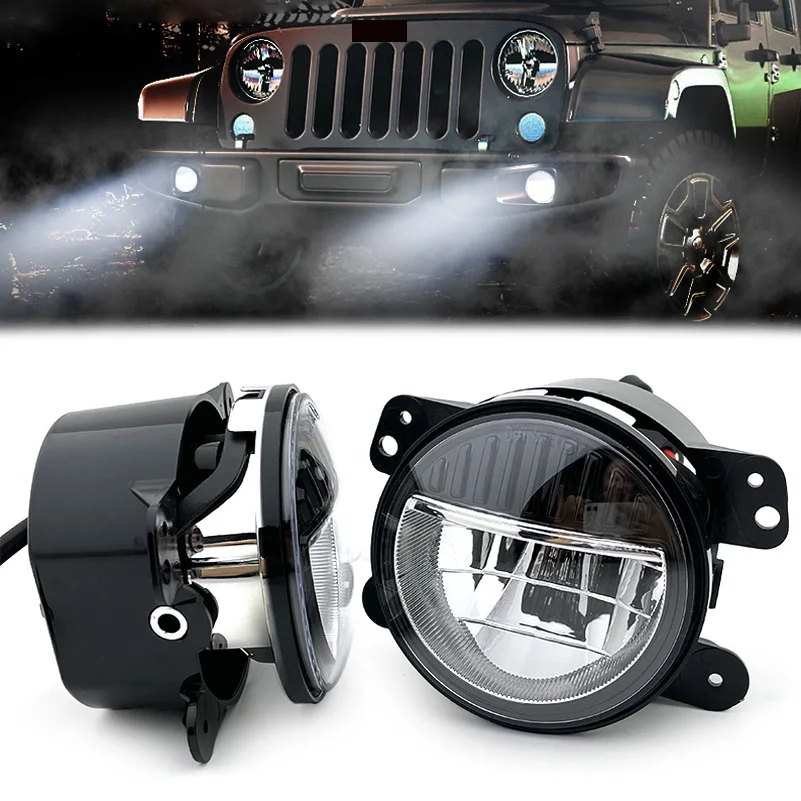 

4 inch LED Fog Lights Daytime Runing Light For JEEP TJ LJ JK JKU Rubicon Sahara Dodge Chrysler Front Bumper Off Road Foglight