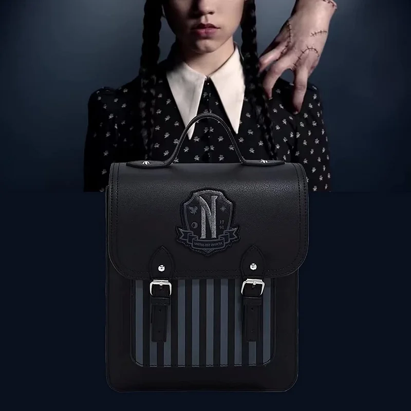 

Wednesday Addams Backpack College Book Bag Shoulderbag Students Girls Messenger Tote Cosplay Props Accessories Kids Fans Gift