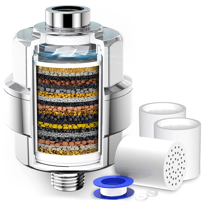 

Shower Water Purifier -Shower Head Filter For Hard Water, With 3 Replaceable Filter Cartridges Fan