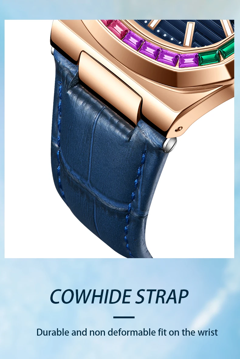 ONOLA Fashion Colorful Diamond Hollow Fully Automatic Mechanical Men's and Women's Watches Waterproof Leather Watch Men's Clock_voghion.com