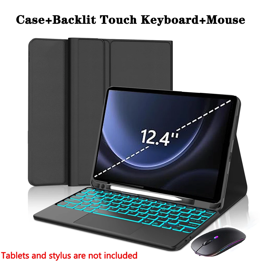 Detachable 12-Inch Tablet Keyboard Case with 7-Color Backlit