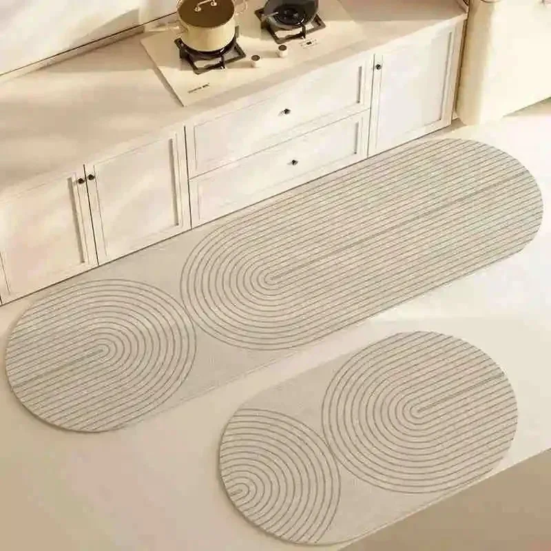 VIKAMA Wabi-Sabi Kitchen Non-Slip Foot Mat Absorbent Diatomaceous Earth Carpet Long Strip Stain-Resistant Rug Washable Rug 1