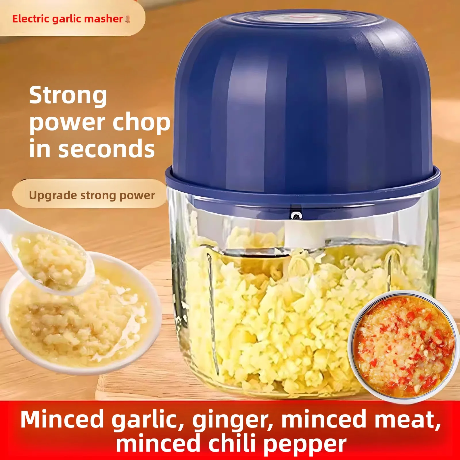 Electric meat grinder, garlic puree machine, garlic grinder, 260ML portable wireless charging vegetable onion grinder 1