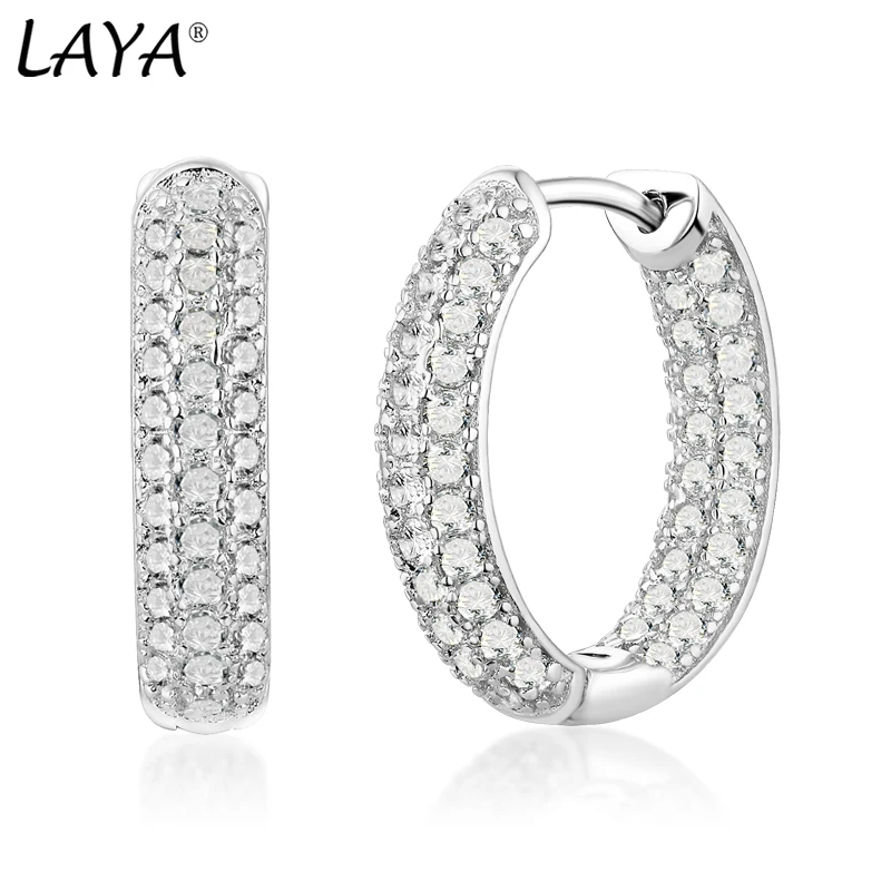 

LAYA 925 Sterling Silver Cubic Zirconia Huggie Hoop And Halo Stud Earring Simple Fashion Original Modern Jewelry 2022 Trend