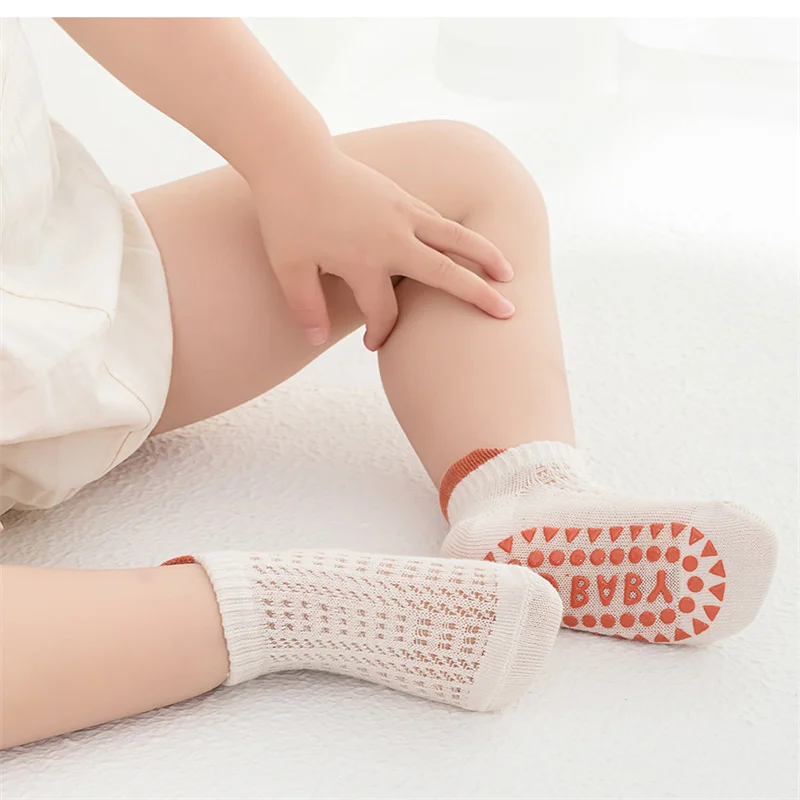 Baby Socks Lawadka 4Pairs/set Baby Boy Girl Sock Summer Mesh Thin Newborn Socks for Girls Boys Casual Toddler Short Floor Sock Anti-slip