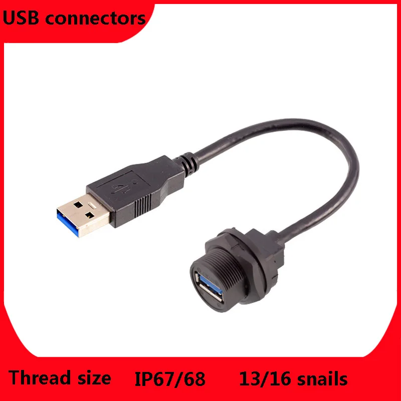 USB3.0 Waterproof Plug IP67 IP68 Double-Ended PCB Welded Plate Double Female Socket Outdoor 1M Connector With Wire ip68 waterproof wire connector industrial electrical cable 2 3 pin outdoor plug socket waterproof straight connector quick scre