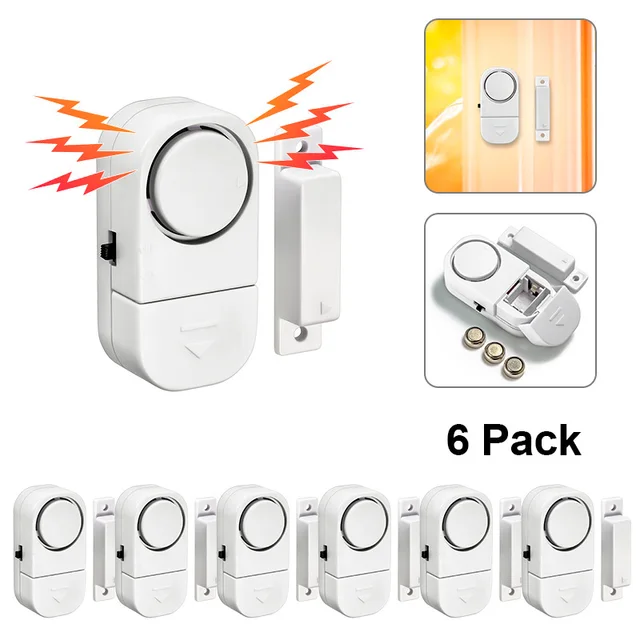 Wireless Door Window Sensor Independent Opening Magnetic Door Sensor 90db Standalone Security Alarm Alert 1/3/6 pcs 1