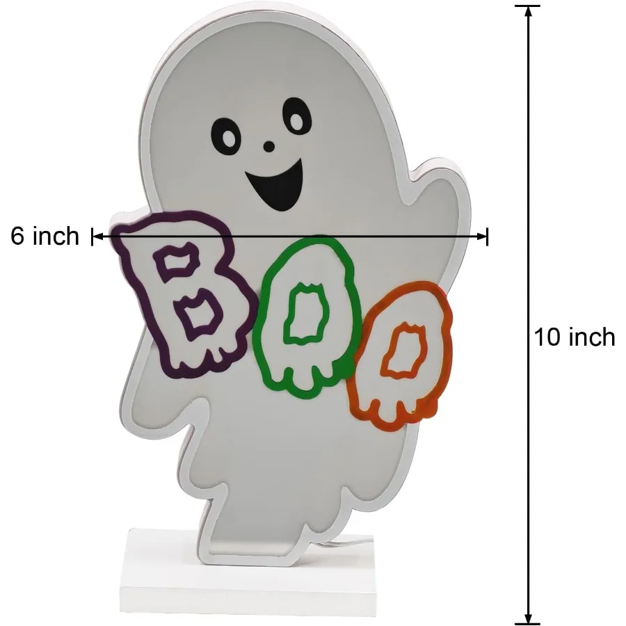 Halloween Neon Infinity Ghost Light 10.24 Inch 3D Ghost Table Decor with USB Power Perfect for Halloween Party Office Bedroom a