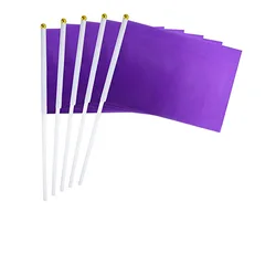 Vibrant Mini Hand Waving Flags - 14x21cm 50pcs (Purple)